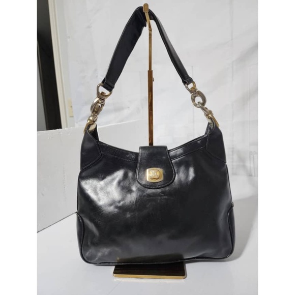 Authentic Celine Vintage Hobo Horsebit Leather Shoulder Bag Black - Picture 1 of 14